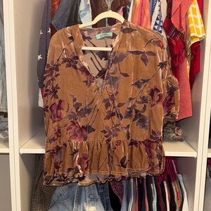Karlie Velvet Top with Floral Design